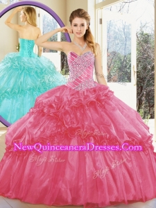 2016 Simple Ball Gown Quinceanera Dresses with Beading and Ruffled Layers for Spring