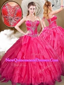 2016 Simple Sweetheart Ball Gown Quinceanera Dresses with Beading and Ruffles