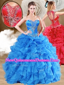 2016 Unique Ball Gown Sweet 16 Gowns with Beading and Ruffles