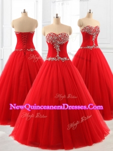 Custom Made A Line Beading Tulle Quinceanera Dresses for 2016