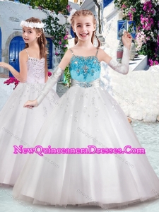 Latest Spaghetti Straps Flower Girl Dresses with Appliques and Bubles