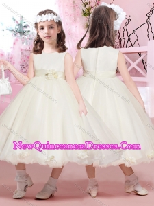 2016 Exclusive Ball Gown Applique and Belted Little Girl Pageant Dresses with Scoop