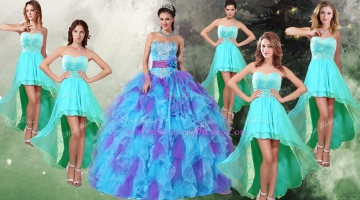 Perfect Applique and Ruffled Quinceanera Dress and High Low Beaded Dama Dresses