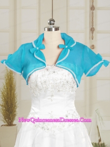 Baby Blue Wedding Party Organza Shawls with Beading