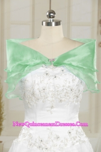 Beautiful Organza Beading Apple Green Shawls for 2015