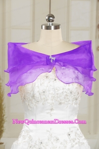 Eggplant Puple Beading Organza Shawls for Wedding