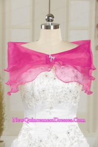 Hot Pink Pretty Organza Beading Shawls for Wedding