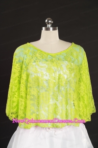 2015 Beading Lace Yellow Green Hot Sale Wraps