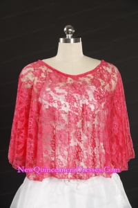 Coral Red Lace Hot Sale Wraps with Beading for 2015