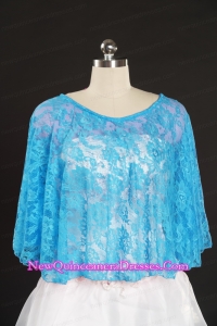 Fashionable Beading Lace Wraps in Aqua Blue