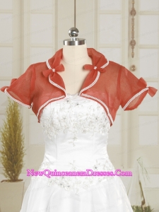 Open Front Organza Red Wedding Party Shawls with Beading