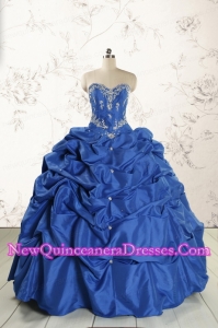 Elegant Beading Quinceanera Dresses in Royal Blue for 2015