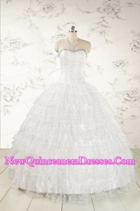 The Most Popular White Sequins Ball Gown Quinceanera Dresses for 2015