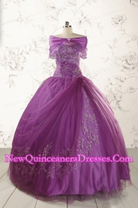 2015 Formal Sweetheart Appliques Purple Quinceanera Dresses