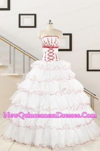 2015 Pretty Appliques Quinceanera Dresses with Strapless