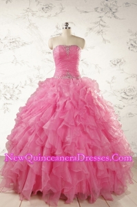 2015 Ball Gown Organza Quinceanera Dresses with Beading and Ruffles