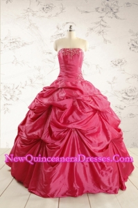 2015 Cheap Appliques Quinceanera Dresses in Hot Pink