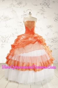 2015 Perfect Strapless Quinceanera Dresses with Beading