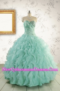 2015 Pretty Sweetheart Beading Quinceanera Dresses in Apple Green