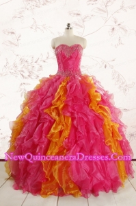 Luxurious Puffy Multi Color Quinceanera Dresses with Beading and Ruffles