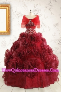 New Style Ball Gown Wine Red Quinceanera Dresses for 2015