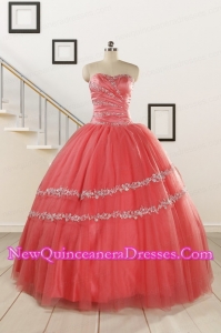 New Style Watermelon Quinceanera Dresses with Beading for 2015