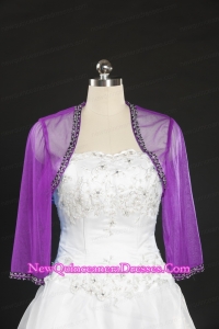 2015 Simple sBeading Fuchsia Wraps with Long Sleeves