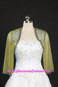 Elegant Olive Green Long Sleeves 2014 Wraps with Beading