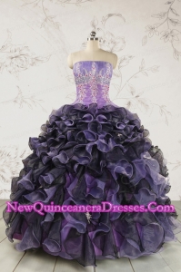 Unique Multi-color Quinceanera Dresses with Beading and Ruffles