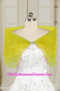 2015 Organza Beading New Style Shawls in Yellow