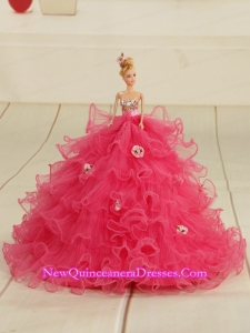 2015 Organza Bowknot Hot Pink Barbie Doll Dress