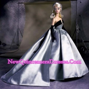 Exclusive Beading Grey Ball Gown Barbie Doll Dress