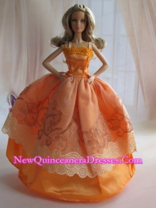 Beautiful Ball Gown Yellow Barbie Doll Dress