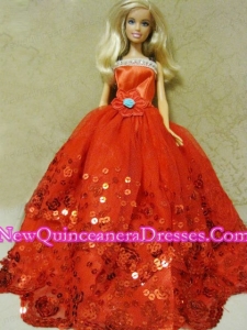 Beautiful Organza Red Ball Gown Barbie Doll Dress