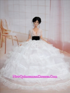 Exclusive Ball Gown White Wedding Clothes Barbie Doll Dress