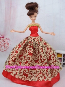 Fashionable Red Ball Gown Barbie Doll Dress