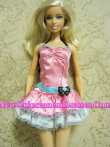 Pretty Bow Short Pink Barbie Doll Dress