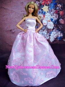 Simple Lilac Princess Embroidery Barbie Doll Dress