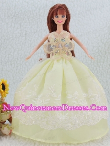 The Most Beautiful Beading and Embroidery Yellow Green Ball Gown Party Clothes Barbie Doll