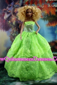 Spring Green and Lace For Amazing Barbie Doll Dress