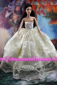 Lace Over Skirt and Ball Gown Made To Fit the Barbie Doll