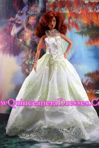 Lace and Hand Made Flowers To A-line Barbie Doll Dress