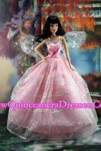 Pink Organza Ball Gown Made To Fit the Barbie Doll