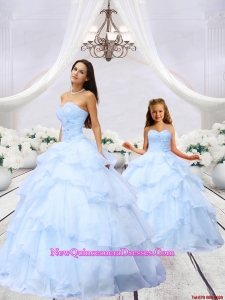 2015 Luxurious Light Blue Princesita Dress with Beading and Ruching