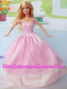 Cute Pink Party Clothes Taffeta for Noble Barbie Doll