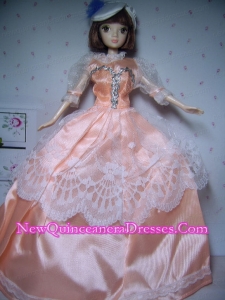 Elegant Orange Gowns Taffeta Made to Fit the Barbie Doll