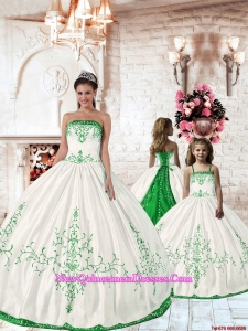 2015 Affordable Olive Green Embroidery Princesita Dress in White