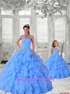 Affordable Beading and Ruching Baby Blue Princesita Dress