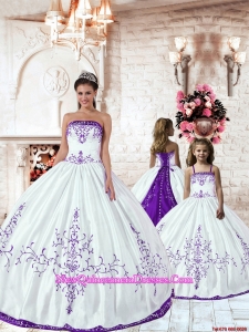 Customize Purple Embroidery White Princesita Dress for 2015