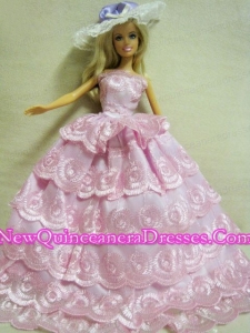 Luxurious Handmade Barbie Lace Wedding Dress For Barbie Doll